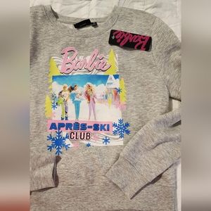 BARBIE Graphic Crewneck Sweatshirt Apres-Ski Club Womens Size M NWT